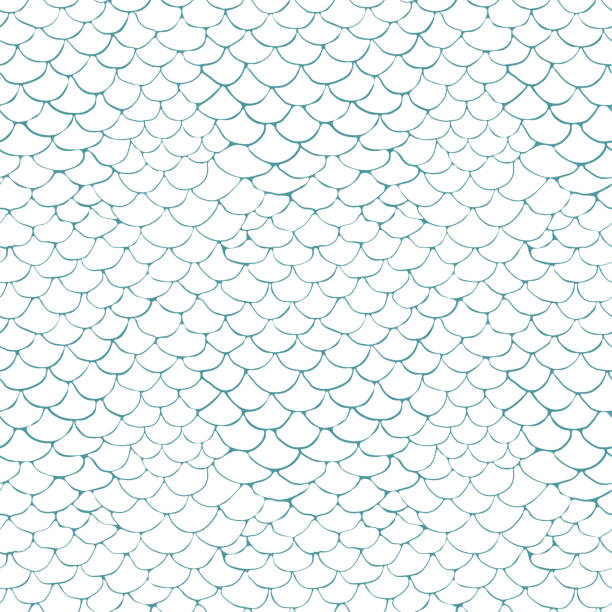 흰색 배경에 조각 텍스처와 벡터 패턴 - 물고기 stock illustrations