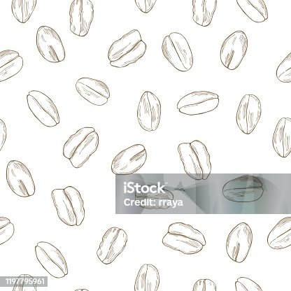 istock Vector pattern with oat-flakes 1197795961