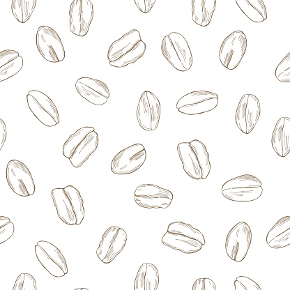 Vector seamless pattern with hand drawn oat-flakes