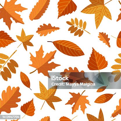 istock Vector pattern with yellow autumn leaves mix 1413947704