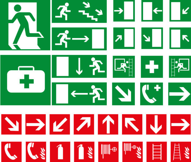 Vector pictograms Vector pictograms fire safety stock illustrations