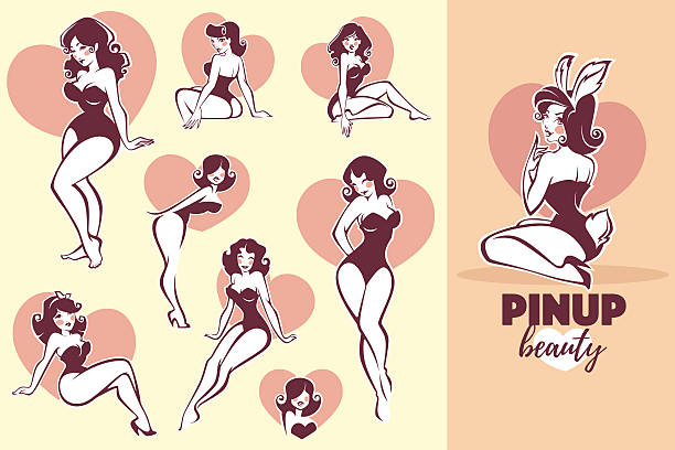 vector pinup and beauty collection.. vector pinup and beauty collection. pin up girl stock illustrations