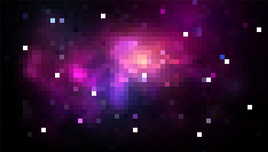 Vector pixel art background with space