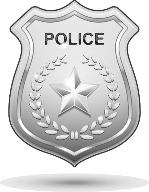 ilustraciones, imágenes clip art, dibujos animados e iconos de stock de vector insignia de policía - police badge