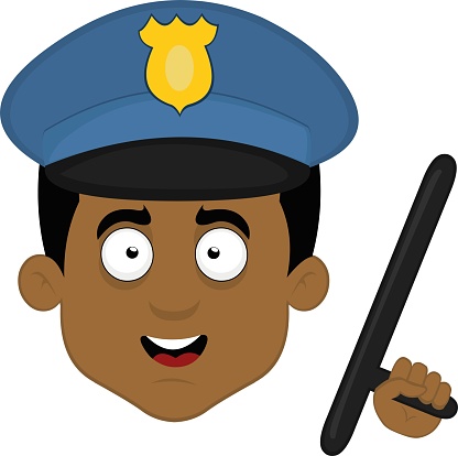 vector police head cartoon cap and blackjack