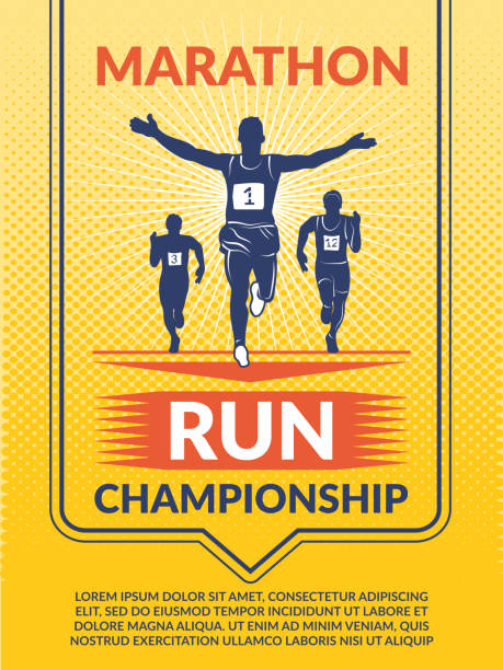 體育俱樂部向量海報。馬拉松賽跑者 - 馬拉松 幅插畫檔、美工圖案、卡通及圖標