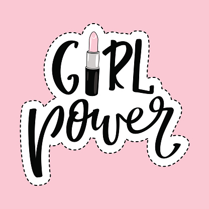 Vector poster Girl Power. Abbreviation on pink background. Good for sticker, patch, pin or t-shirt print.