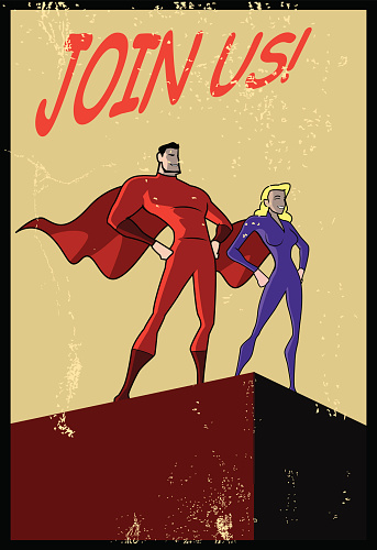 Vector Propaganda Style Superhero Poster