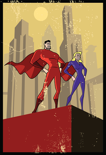 Vector Propaganda Style Superhero Poster