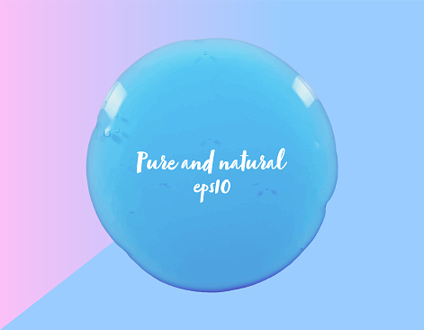Vector pure blue cosmetic background with gel texture, bubble natural textured design, clear color gel background, water consistency