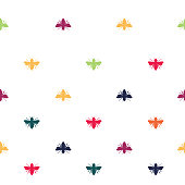 Vector Rainbow Colored Bees Shapes on White seamless pattern background. Perfect for fabric, scrapbooking and wallpaper projects.
