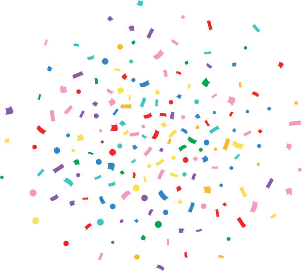 Vector rainbow confetti. Abstract colorful explosion of confetti vector isolated on a white background. Vector illustration. Flat design element confetti stock illustrations
