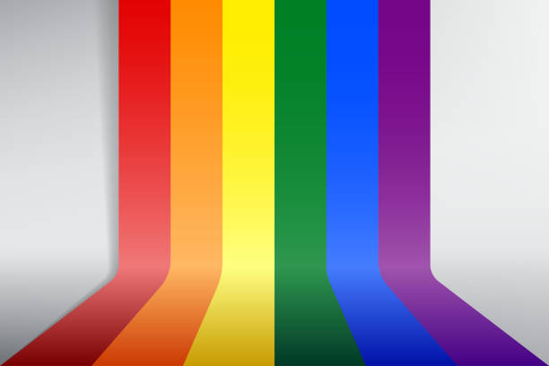 ilustrações, clipart, desenhos animados e ícones de bandeira do arco-íris vetor em fundos com sombra cor símbolo da bandeira de perspectiva do grupo lgbtq que é vermelho laranja amarelo verde e roxo - homofobia