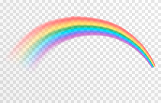 illustrazioni stock, clip art, cartoni animati e icone di tendenza di arcobaleno vettoriale su sfondo trasparente isolato. effetto dopo la pioggia. png arcobaleno. - rainbow