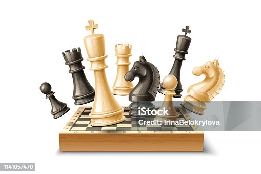 istock Vector realistic 3d chess pieces chessboard set 1141057470