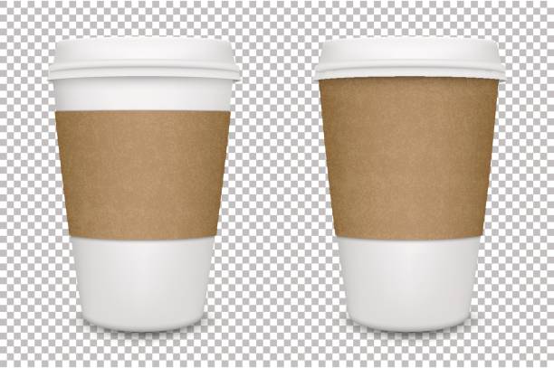 分離された現実的な空白の紙のコーヒー カップ セットをベクトルします。ベクトル eps10 - 袖点のイラスト素 材／クリップアート素材／マンガ素材／アイコン素材