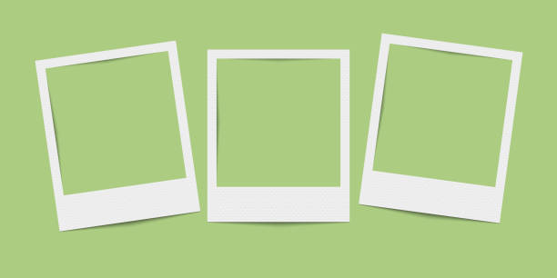 Vector realistic blank three photo frames  travel borders stock illustrations