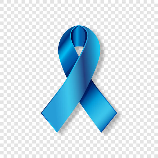 Vector Realistic Blue ribbon to Prostate Cancer Awareness Month, October. Silk bright medical banner, 3d tape preventing the male prostate disease. Colon cancer treatment. Transparent border. Realistic Blue ribbon to Prostate Cancer Awareness Month, October. Silk bright medical banner, 3d tape preventing the male prostate disease. Colon cancer treatment. Transparent cover, shadow. Vector november stock illustrations
