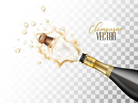 vector realistic champagne explosion closeup