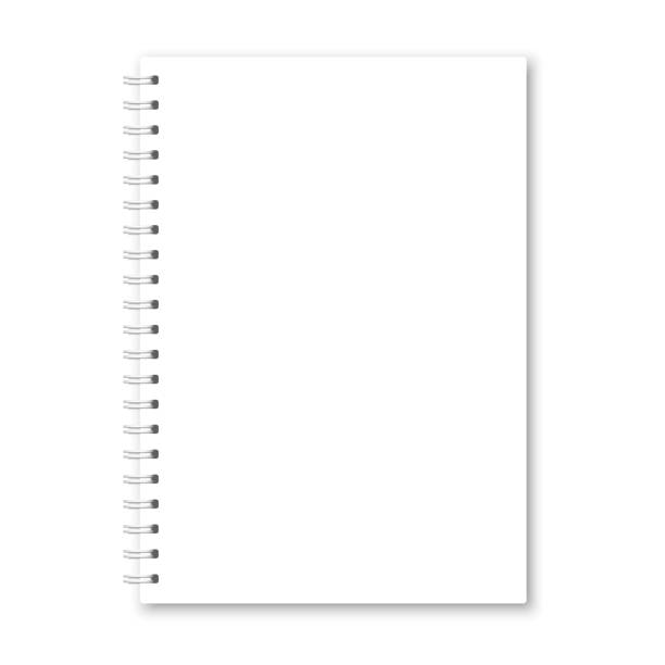 vektor realistische geschlossenen notebook cover. - weißer ring stock-grafiken, -clipart, -cartoons und -symbole