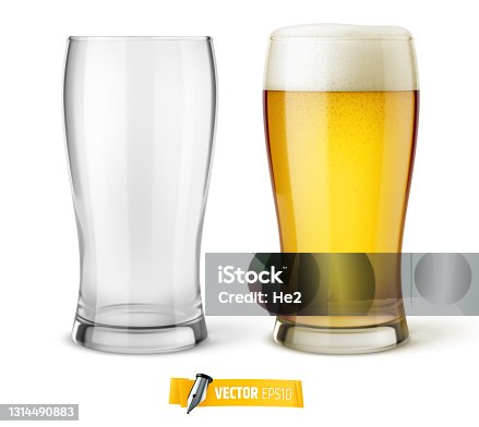 istock Vector realistic glasses of beer 1314490883