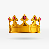 istock Vector realistic gold crown with gems. Isolated royal gold crown with gemstones. 1347970814