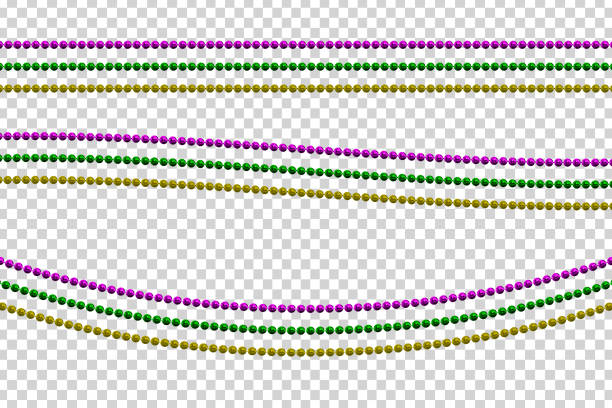 Vector realistic isolated beads for Mardi Gras for template decoration and covering on the transparent background. Concept of Happy Mardi Gras. Vector realistic isolated beads for Mardi Gras for template decoration and covering on the transparent background. Concept of Happy Mardi Gras. mardi gras stock illustrations