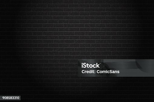 istock Vector realistic isolated black brick wall background for decoration and covering. 908583310