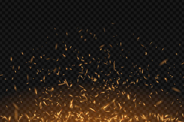 Vector realistic isolated fire effect for decoration and covering on the transparent background. Concept of sparkles, flame and light. Vector realistic isolated fire effect for decoration and covering on the transparent background. Concept of sparkles, flame and light. sparks stock illustrations