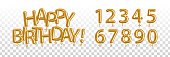 istock Vector realistic isolated golden balloon text of Happy Birthday with set of numbers on the transparent background. Concept of celebration and anniversary. 1319638973