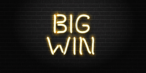 Vector Realistic Isolated Neon Sign For Big Win For Decoration And