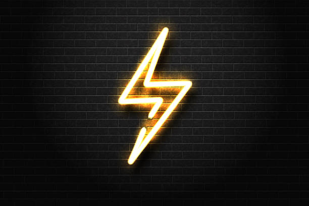 Vector realistic isolated neon sign of energy for decoration and covering on the wall background. Concept of lightning and electricity. Vector realistic isolated neon sign of energy for decoration and covering on the wall background. Concept of lightning and electricity. lightning symbols stock illustrations