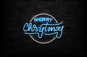 Vector realistic isolated neon sign of Merry Christmas logo for decoration and covering on the wall background. Concept of Happy New Year.