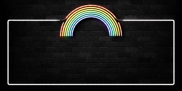 Vector realistic isolated neon sign of Rainbow frame logo for decoration and covering on the wall background. Vector realistic isolated neon sign of Rainbow frame logo for decoration and covering on the wall background. cocktail borders stock illustrations