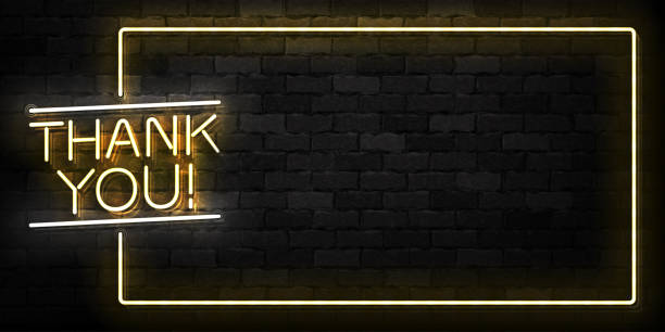 Vector realistic isolated neon sign of Thank You frame logo for template decoration and covering on the wall background. Vector realistic isolated neon sign of Thank You frame logo for template decoration and covering on the wall background. performance borders stock illustrations