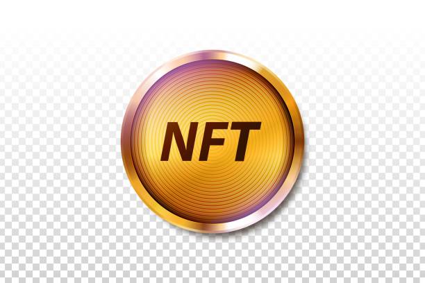 wektor realistycznie izolowane monety nft na przezroczystym tle. koncepcja niewymiennego tokenu i kryptowaluty. - nft stock illustrations