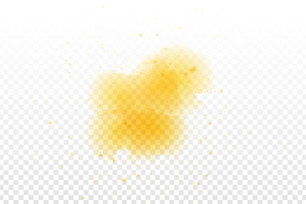 вектор реалистичный изолированный желтый эффект брызг акварели для украшения и покрытия на прозрачном фоне. - grease stock illustrations