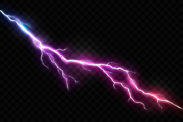 Vector Realistic Lightning and Glowing Thunder Bolt  lightning stock illustrations