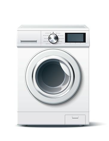 Vector realistic washing machine white 3d mockup