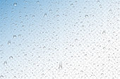 Vector realistic water drops condensed on transparent background. Rain droplets without shadows for transparent surface. Pure water bubbles isolated. Many forms and sizes.
