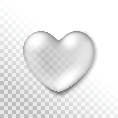 Vector Realistic Water Heart Drop Isolated on Transparent Background