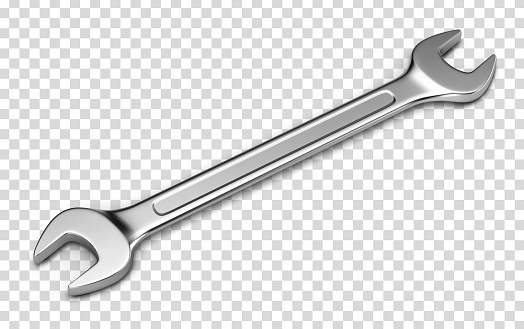 Vector realistic illustration of a wrench on a transparent background.