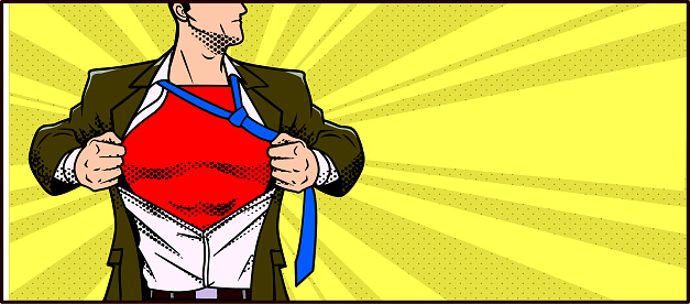 Vector Retro Comic Book Style Superhero Transformation Banner