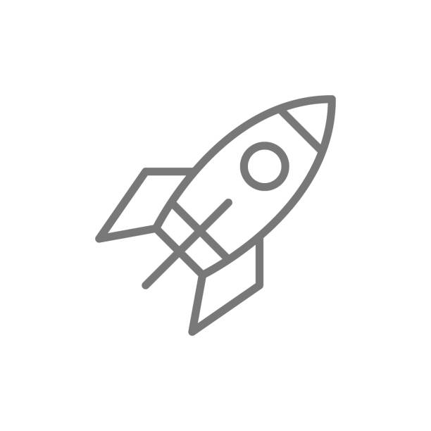 illustrazioni stock, clip art, cartoni animati e icone di tendenza di icona della linea del razzo vettoriale. - rocket