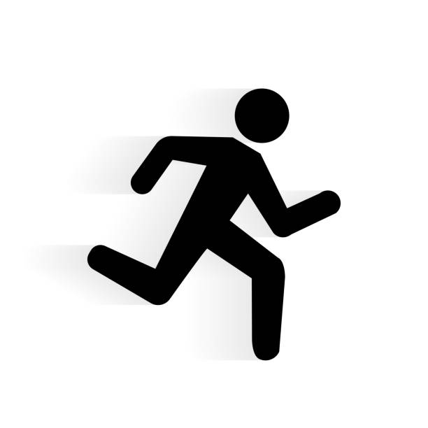 Vector Running Human Icon Vector Running Human Icon silhouette with shadow isolated on white running icons stock illustrations