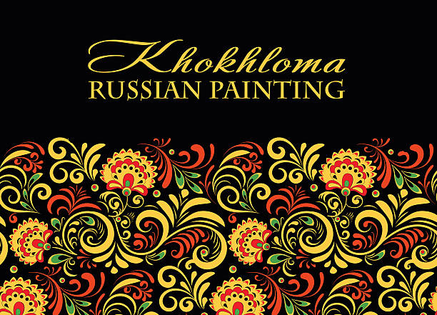 ilustrações, clipart, desenhos animados e ícones de vetor de ornamento étnico russo. quadro khokhloma em estilo nacional - cultura russa