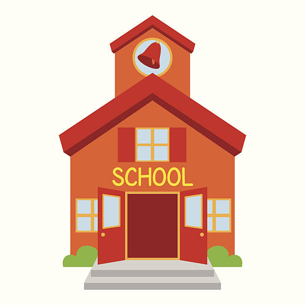 Vector School Building Vector School Building. No transparencies or gradients used. Large JPG included. Each element is individually grouped for easy editing. elementary school building stock illustrations