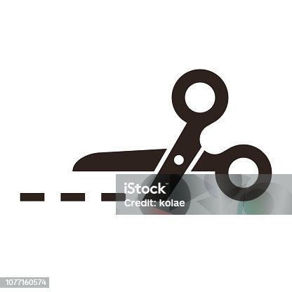 istock Vector scissors with cut lines 1077160574