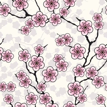 vector seamless almond flowers wallpaper