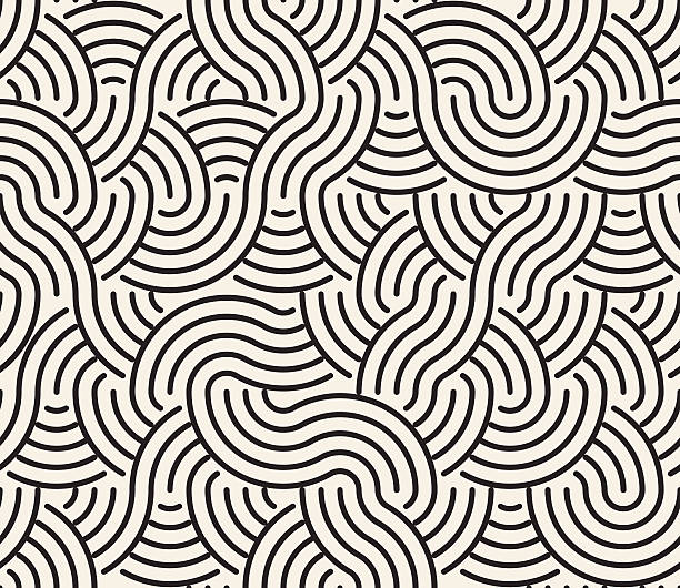 Vector Seamless Black And White Irregular Arc Lines Geometric Pattern Vector Seamless Black And White Irregular Arc Lines Geometric Pattern Abstract Background pasta designs stock illustrations